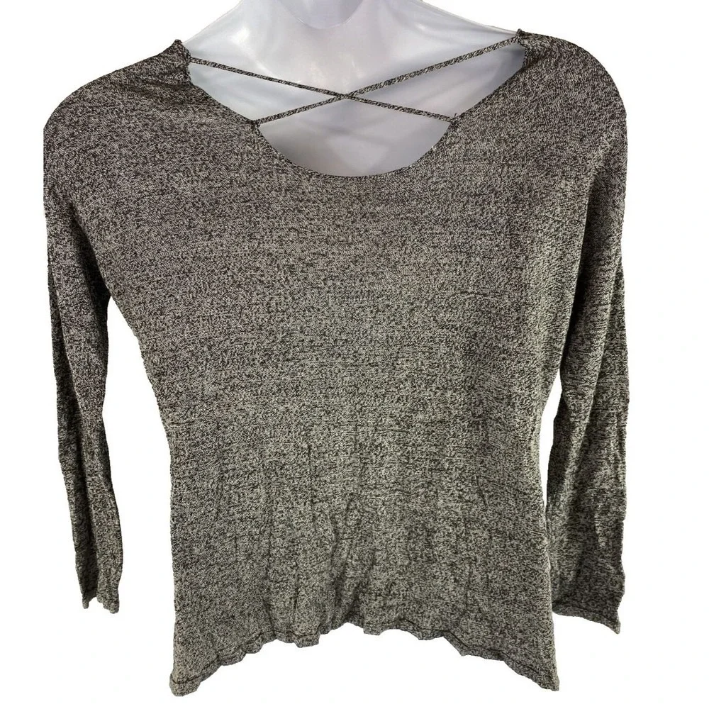 Altar'd State Women's Small Gray Long Sleeve Blouse Lightweight Straps Across